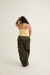 Corset Top With Removable Straps | Black & Citrus