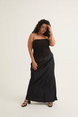 Corset Top With Removable Straps | Black & Citrus