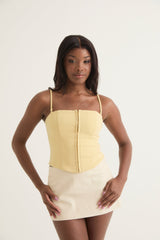 Corset Top With Removable Straps | Black & Citrus