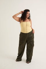 Corset Top With Removable Straps | Black & Citrus