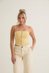 Corset Top With Removable Straps | Black & Citrus