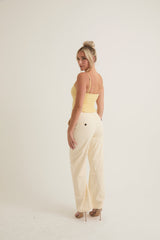 Corset Top With Removable Straps | Black & Citrus