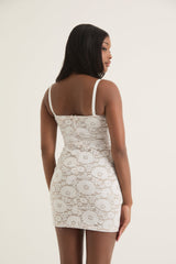 Delicate Lace Mini Dress With Removable Straps | Black & White
