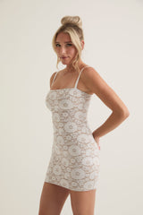 Delicate Lace Mini Dress With Removable Straps | Black & White