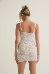 Delicate Lace Mini Dress With Removable Straps | Black & White