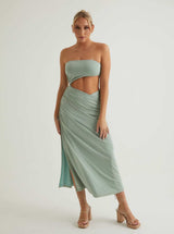 Waist Cut Out Midi Dress | Crystal & Mint