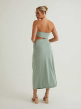 Waist Cut Out Midi Dress | Crystal & Mint