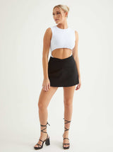 Ruched Mini Skirt | Black