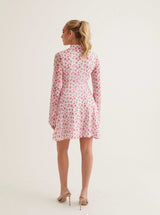 Long Sleeve Button Front Midi Dress | Garden Rose & Black