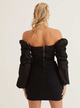 Ruched Long Sleeve Top | Black & White