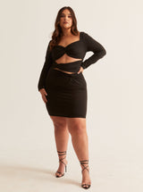 Long Sleeve Bodycon Mini Dress | Black & Sienna