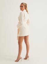 Wrap Blazer Dress | Blush, Black & Cream