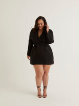 Wrap Blazer Dress | Blush, Black & Cream