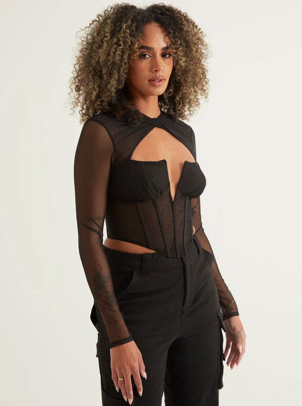 Women Wearing Sexy Corset Top in Black Color
