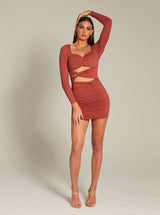 Long Sleeve Bodycon Mini Dress | Black & Sienna