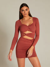 Long Sleeve Bodycon Mini Dress | Black & Sienna