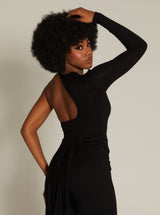 Single Sleeve Square Neckline Jumpsuit | Black
