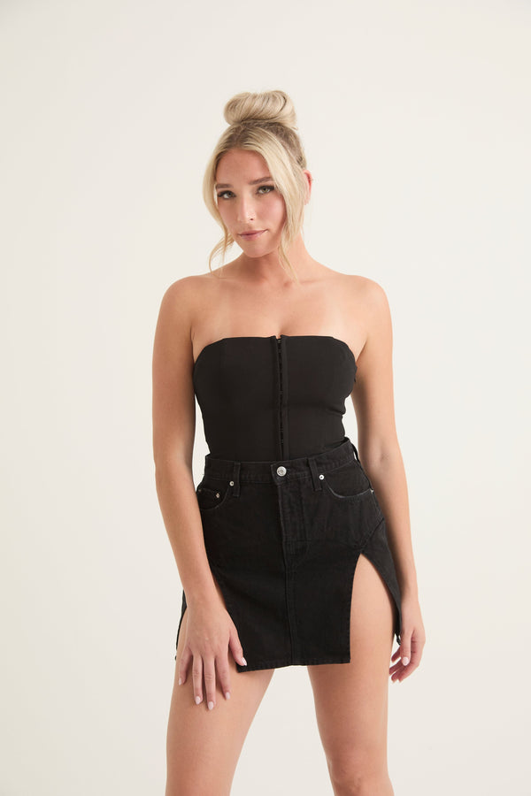 Corset Top With Removable Straps | Black & Citrus