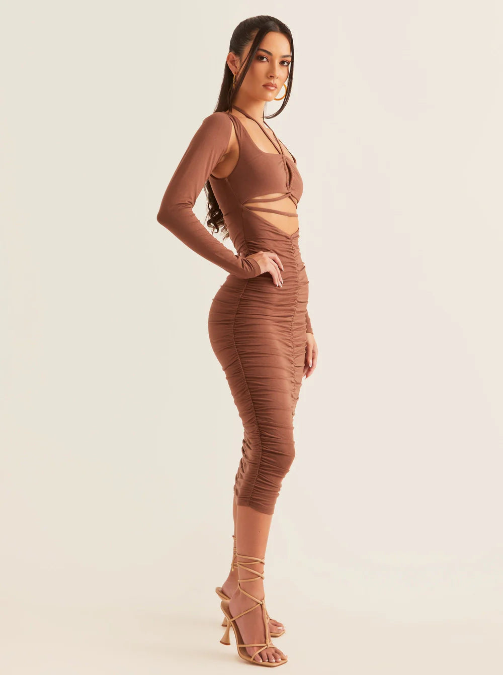 Model wearing a women’s cut-out dress